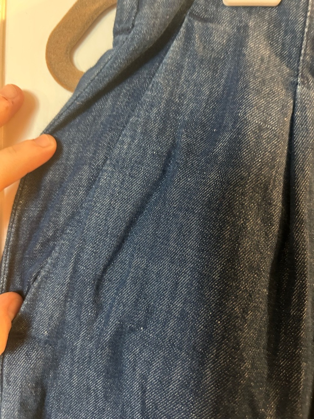 Ruti High-Rise Wide-Leg Trouser Jeans - Dark Blue Chambray-Style, like new - Picture 10 of 14